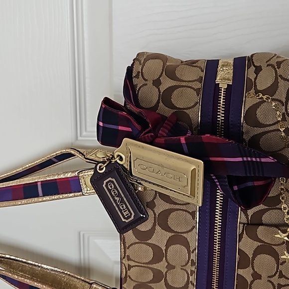 Coach RARE Poppy Signature Applique Tartan Multi Limited Edition Glam Tote - Picture 8 of 16